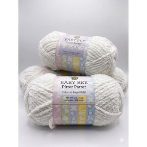 Baby Bee Pitter Patter Eyelash Yarn Lot of 3 Angel Solid White 290 Yds Each